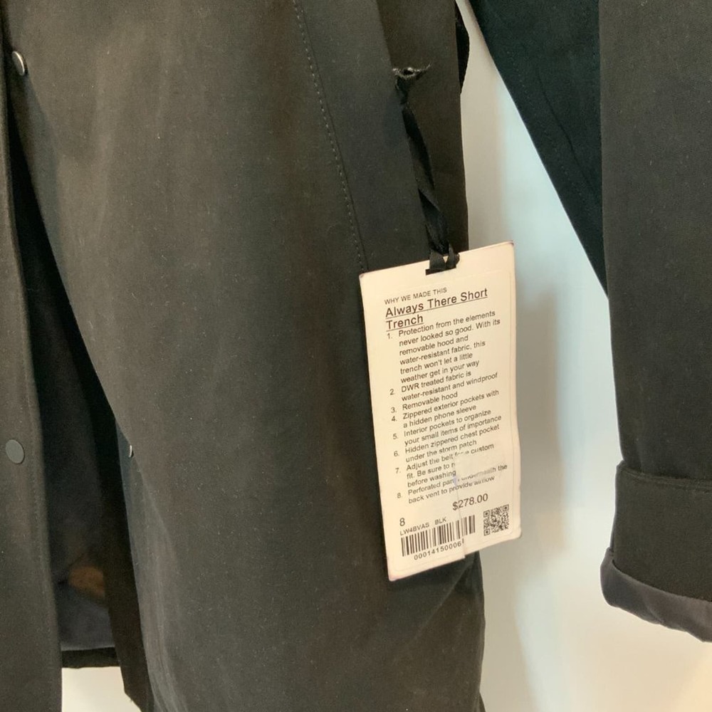 NWT lululemon Always There Trench Coat Black - Picture 9 of 9